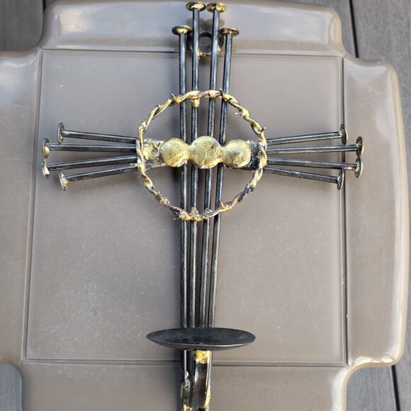 Other - Metal Christian Cross Candle Sconce Wall Art
